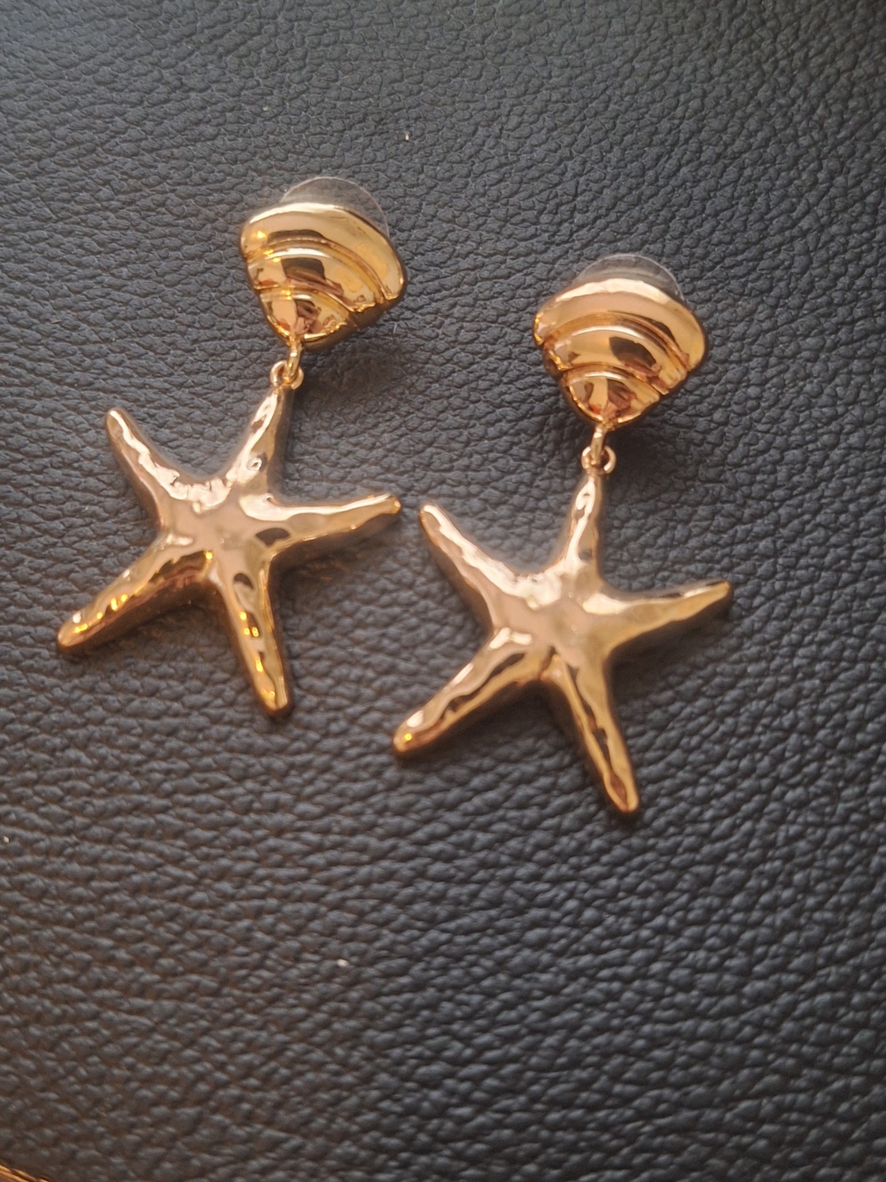 2" Vintage Gold Starfish Drop Earrings